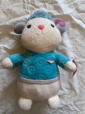 me too Teal & Cream Plush Lamb Medium Pet Toy